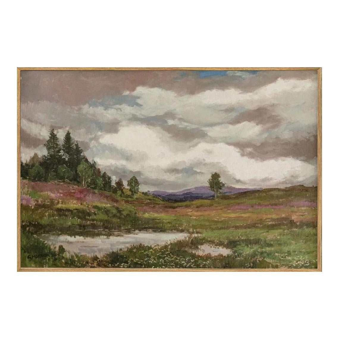 Cloudy Meadow Landscape Wall Art #LS049