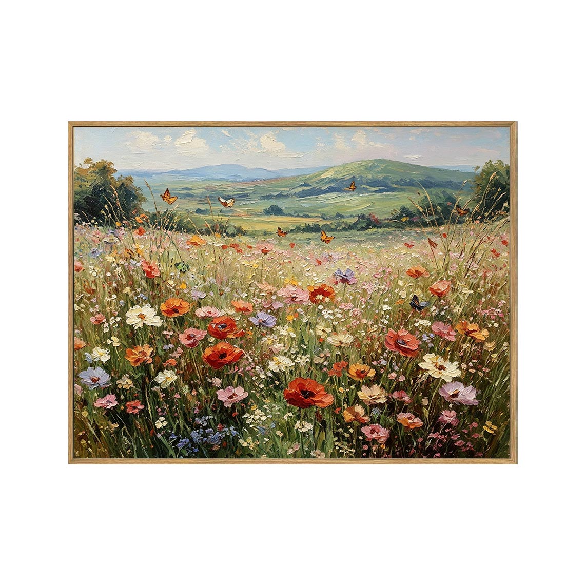 Colorful Wildflower Meadow Landscape Wall Art #LS042