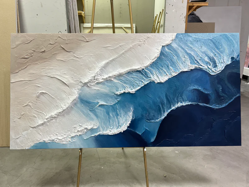 Blue Textured Minimalist Wall Art #BL002