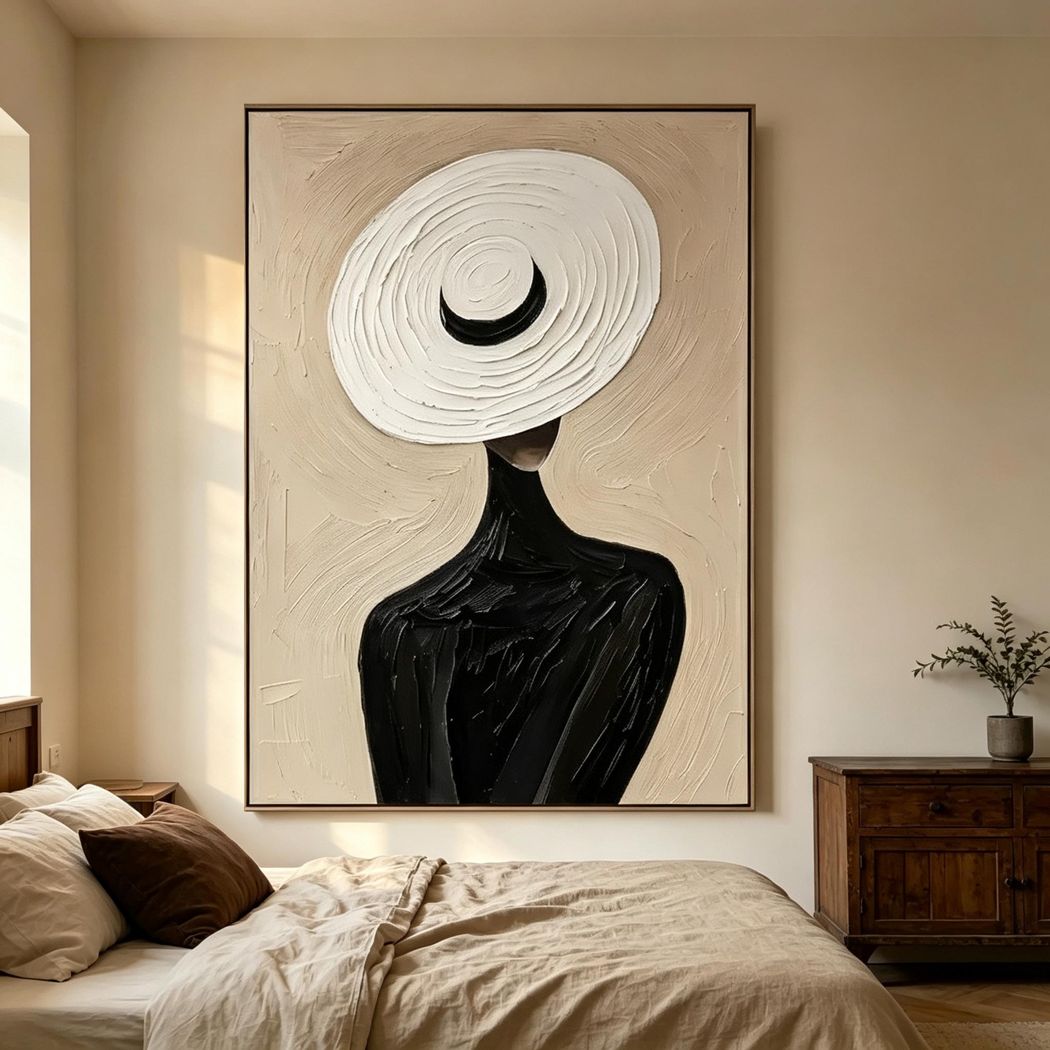 Wide Brim – Heavy Impasto Silhouette Figure Painting #CP068