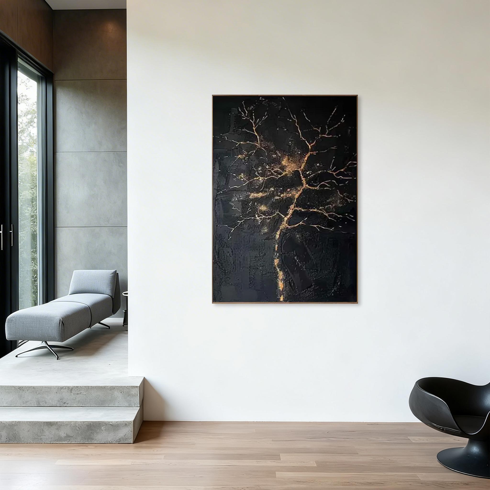 Black and Gold Abstract Wall Art Canvas #MA021