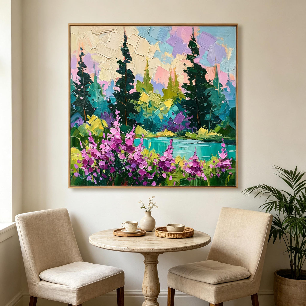 Colorful Forest Lake Landscape Wall Art #LS078