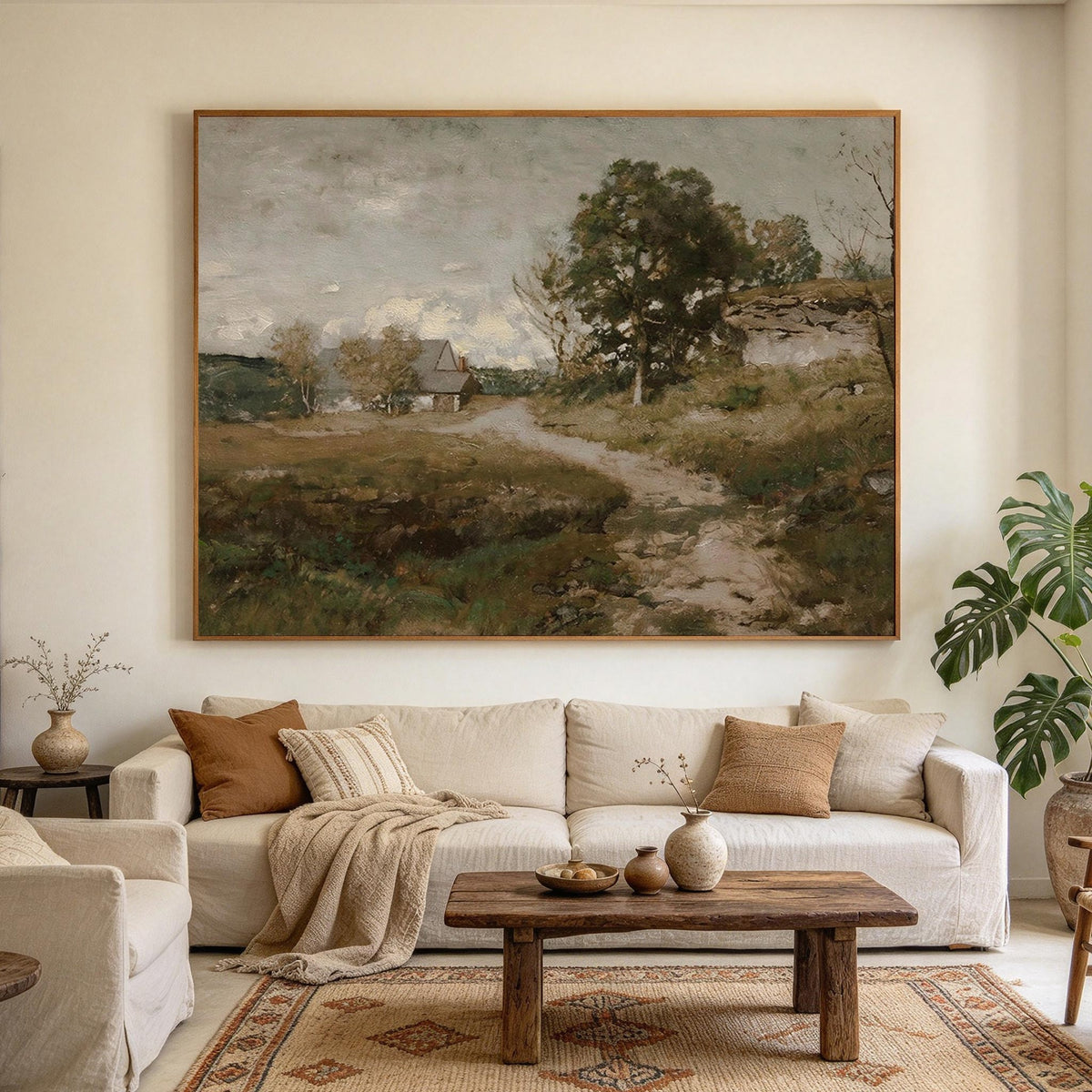 Vintage Countryside Cottage Landscape Wall Art #LS075