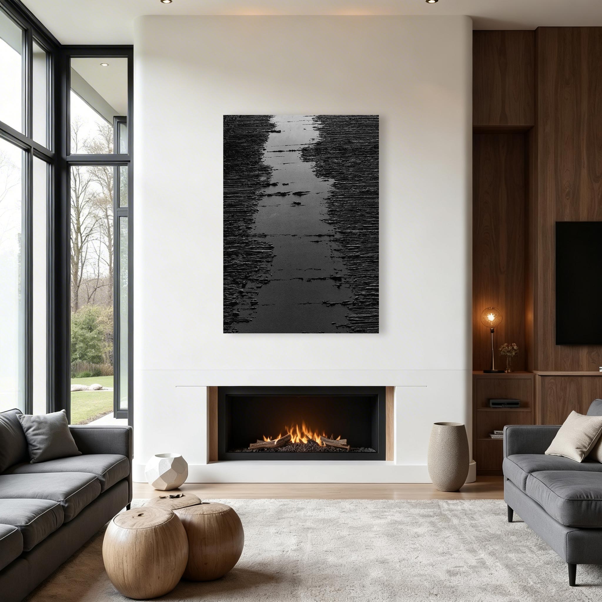 Black and White Minimalist Abstract Wall Art #MA019