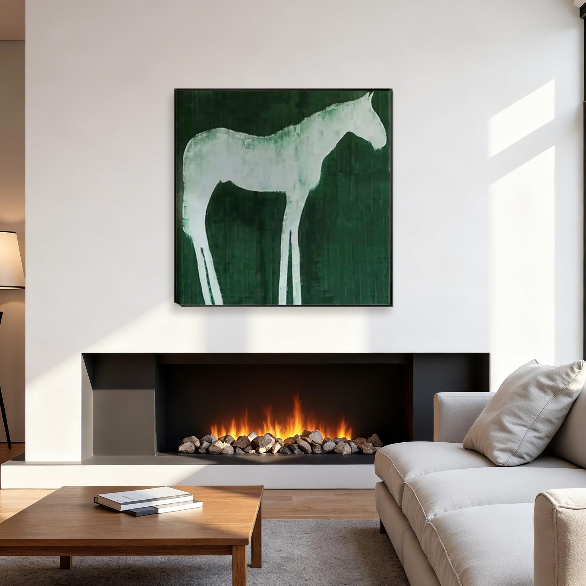 Abstract White Horse Canvas Wall Art #HA014