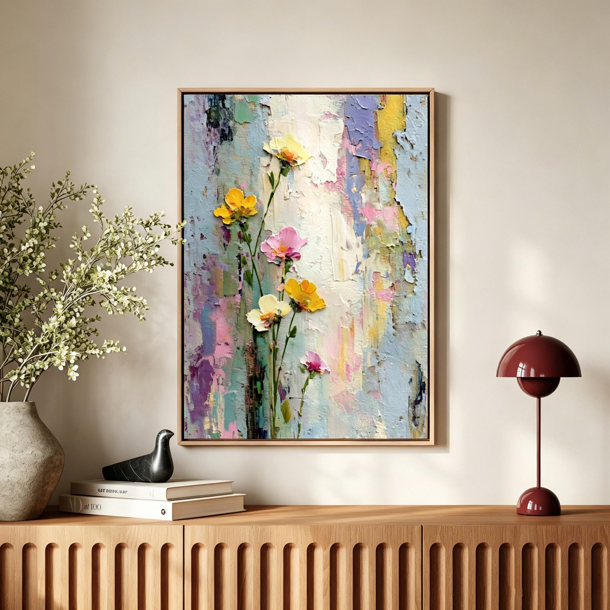 Pastel Wildflower Texture Wall Art #FL011