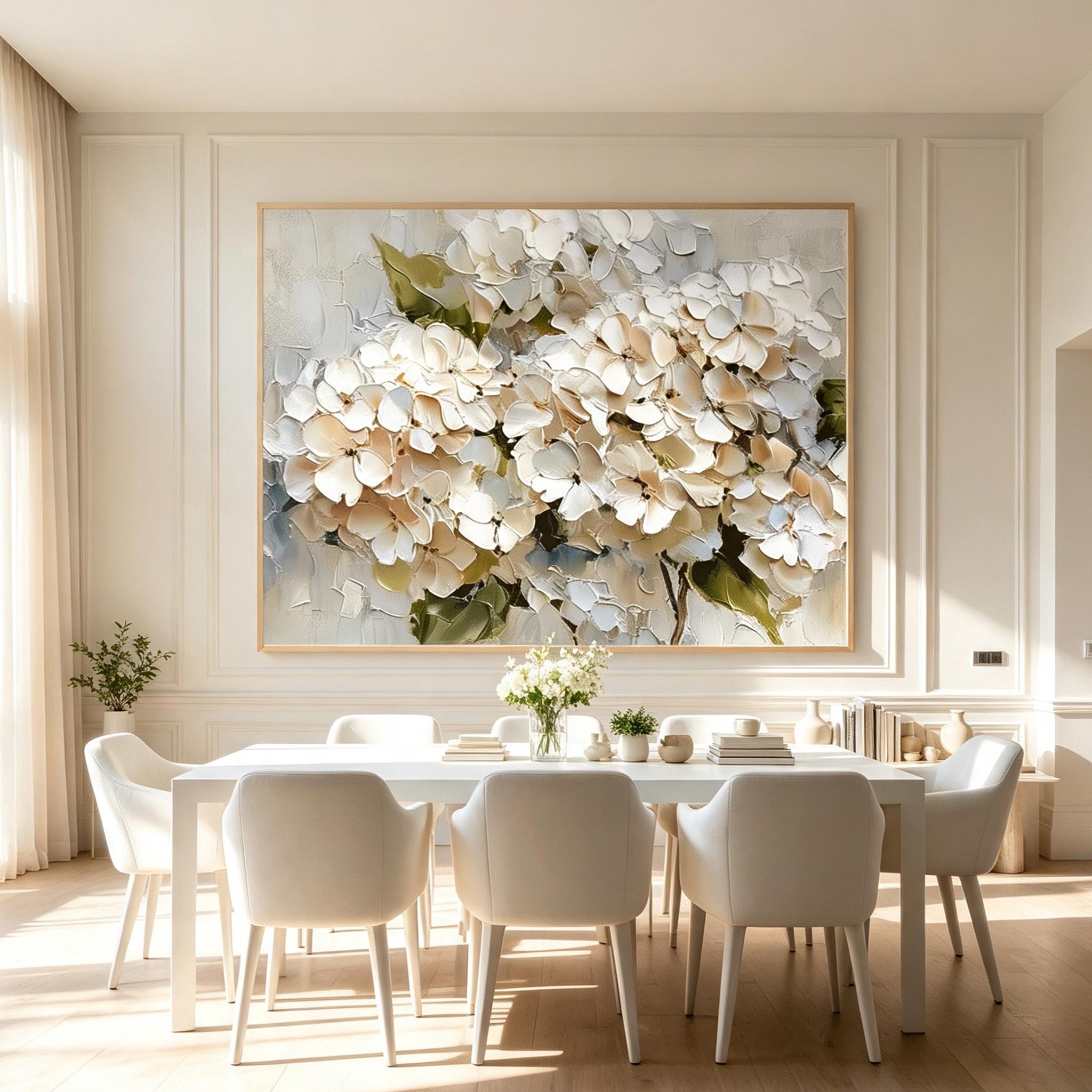 Textured White Hydrangea Wall Art #FL063