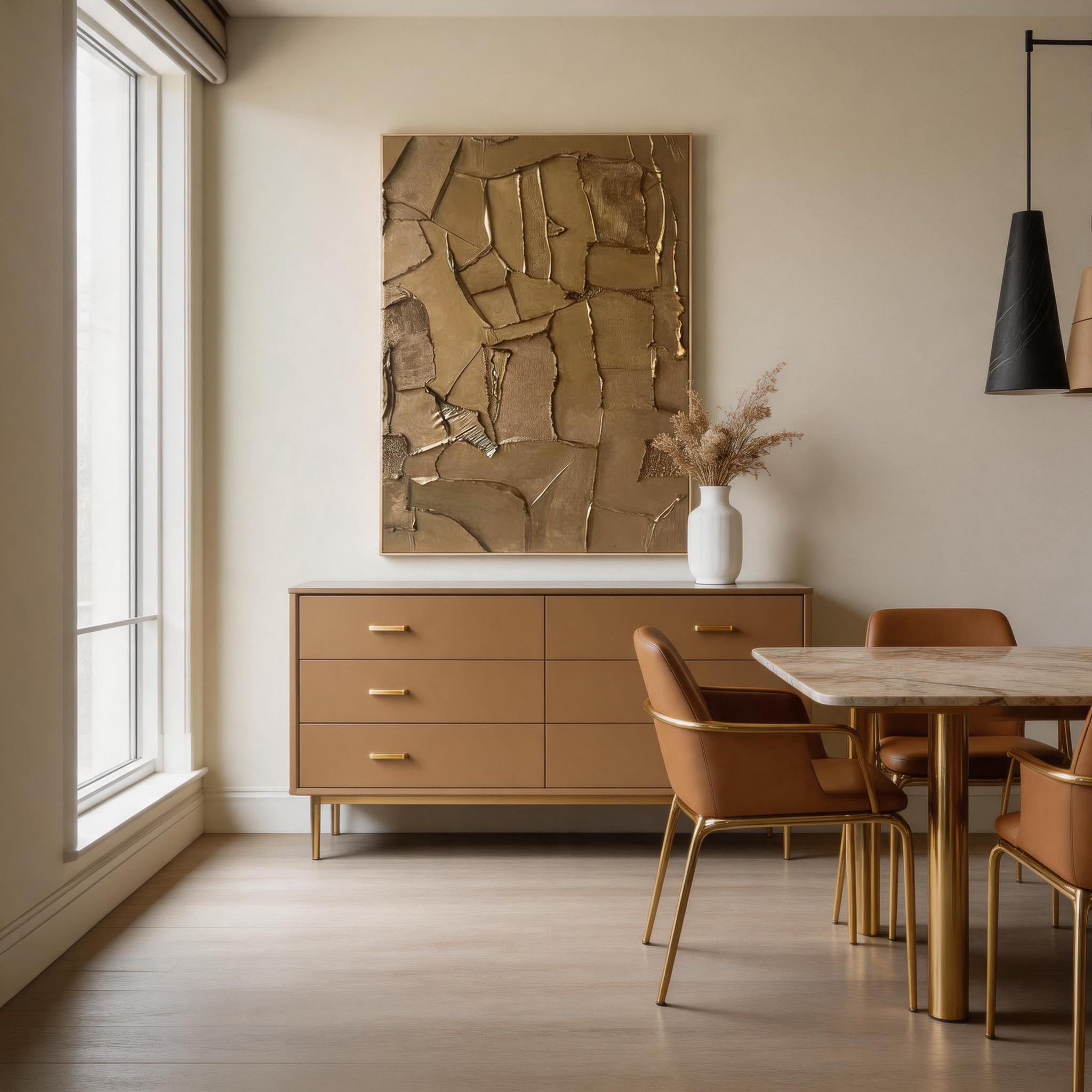 Gold Fault — Crackle Mosaic Impasto Canvas Wall Art in Bronze & Gold #GT007