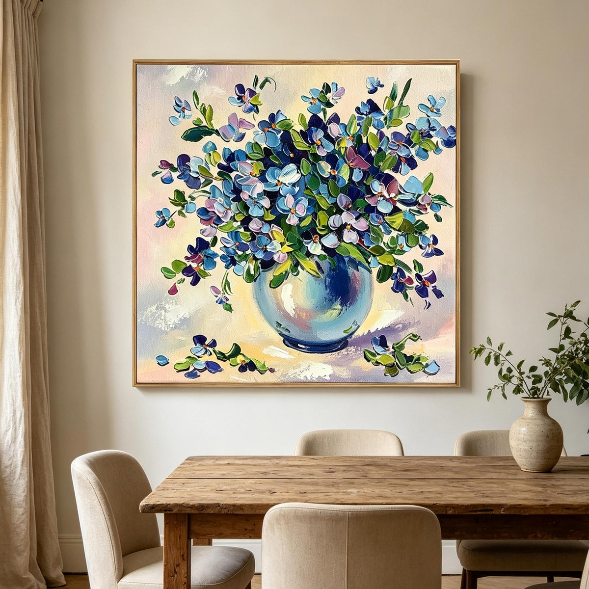 Blue Floral Bouquet Wall Art #FL075