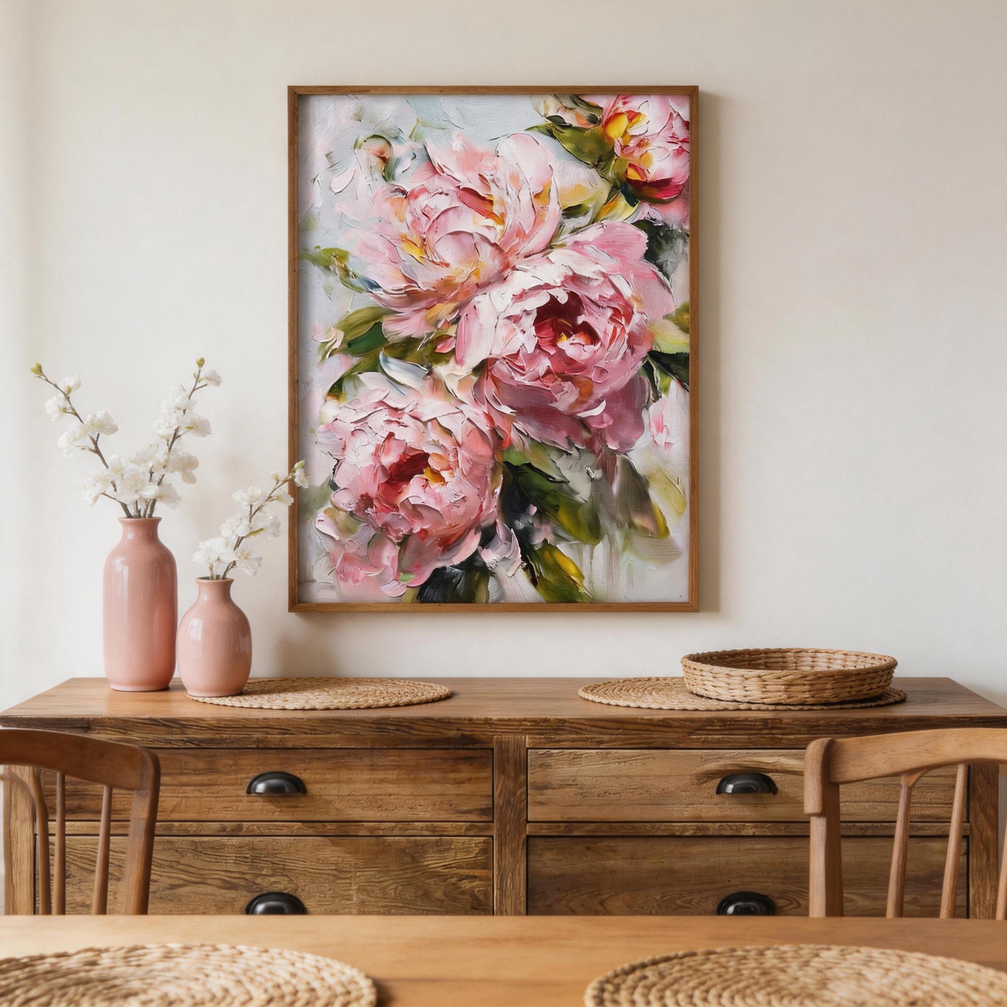 Blush Peony Bouquet Wall Art #FL012