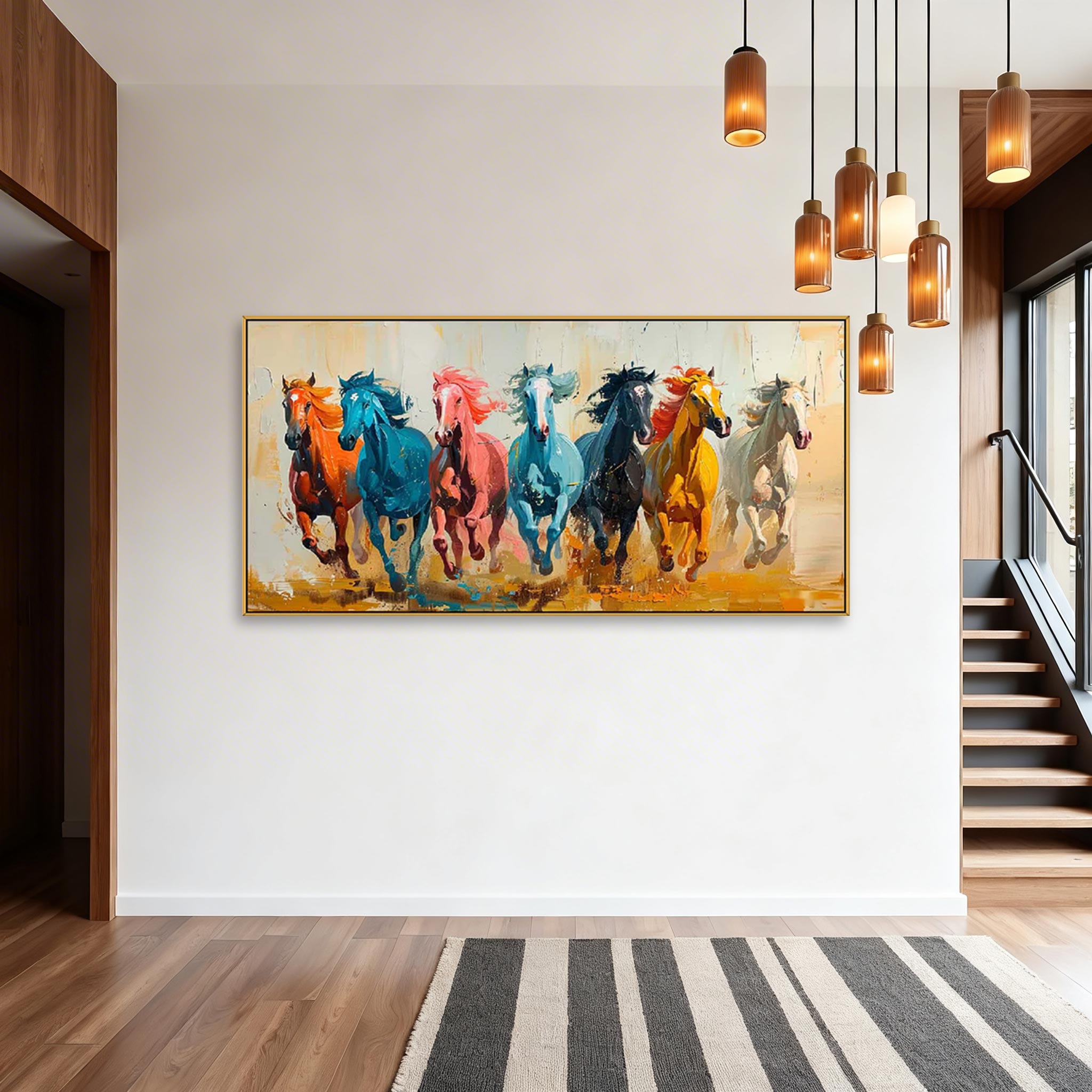 Colorful Running Horses Wall Art #HA004