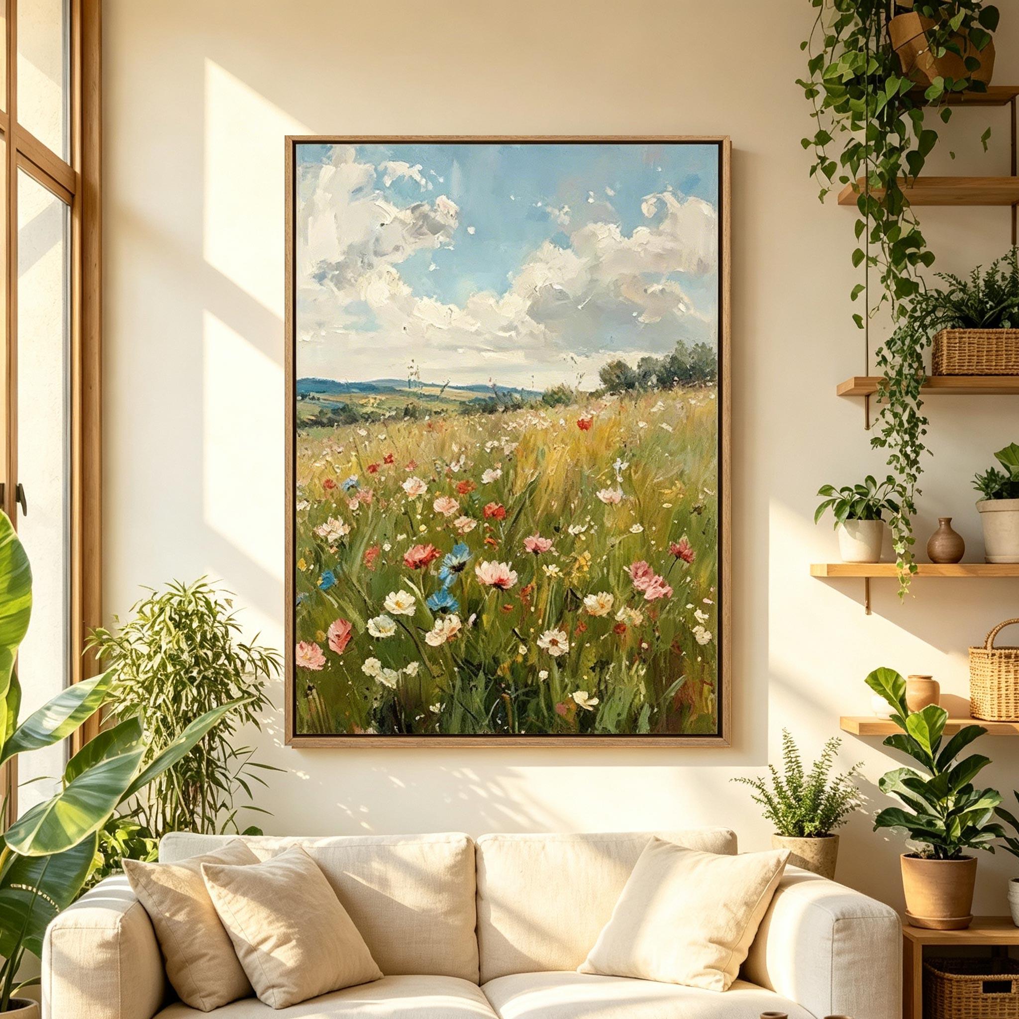 Impressionist Wildflower Meadow Landscape Wall Art #LS006