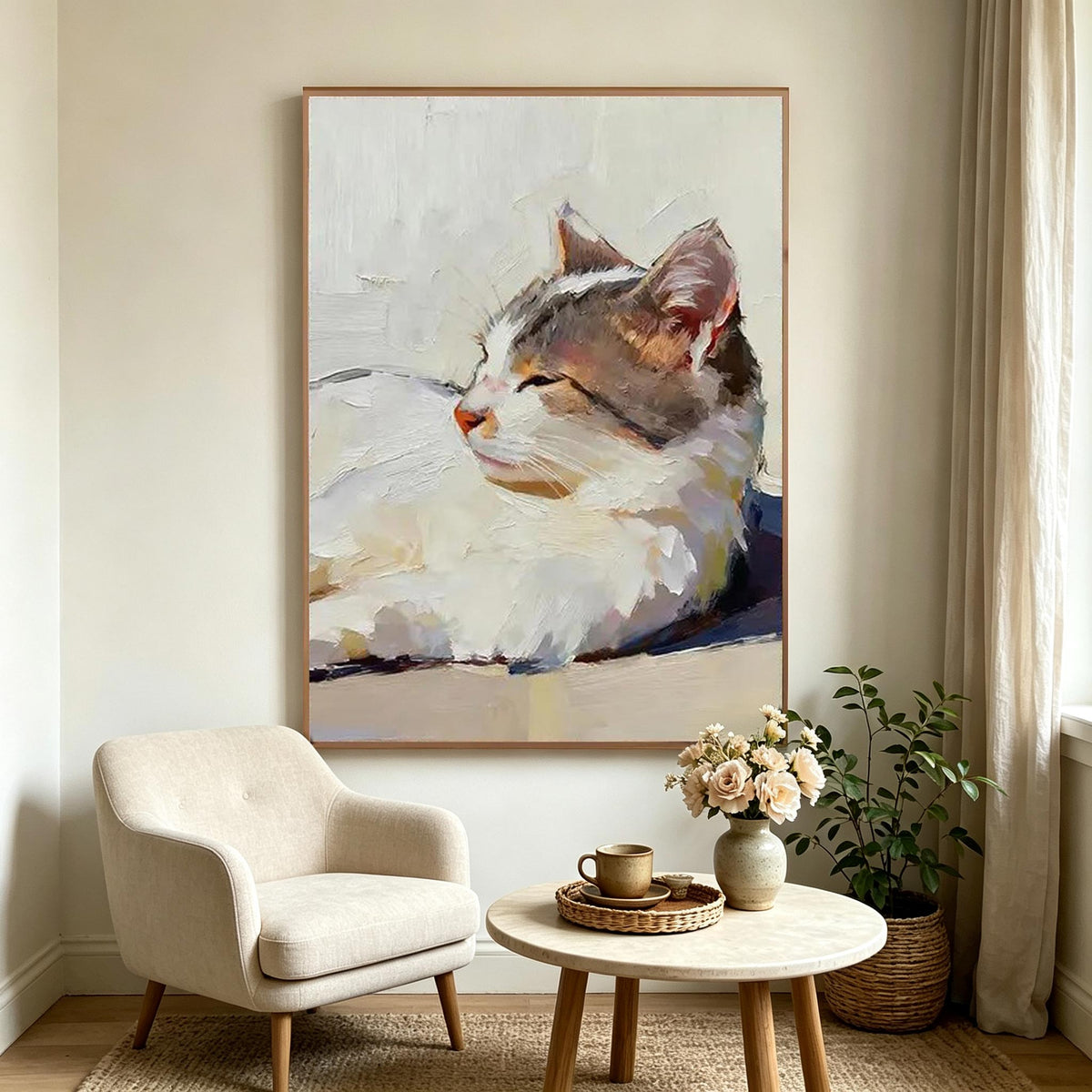 Relaxing Cat Portrait Wall Art #AN019