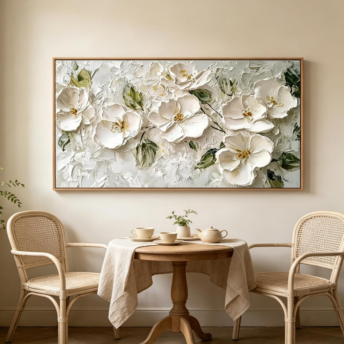 White Blossom Textured Wall Art #FL061