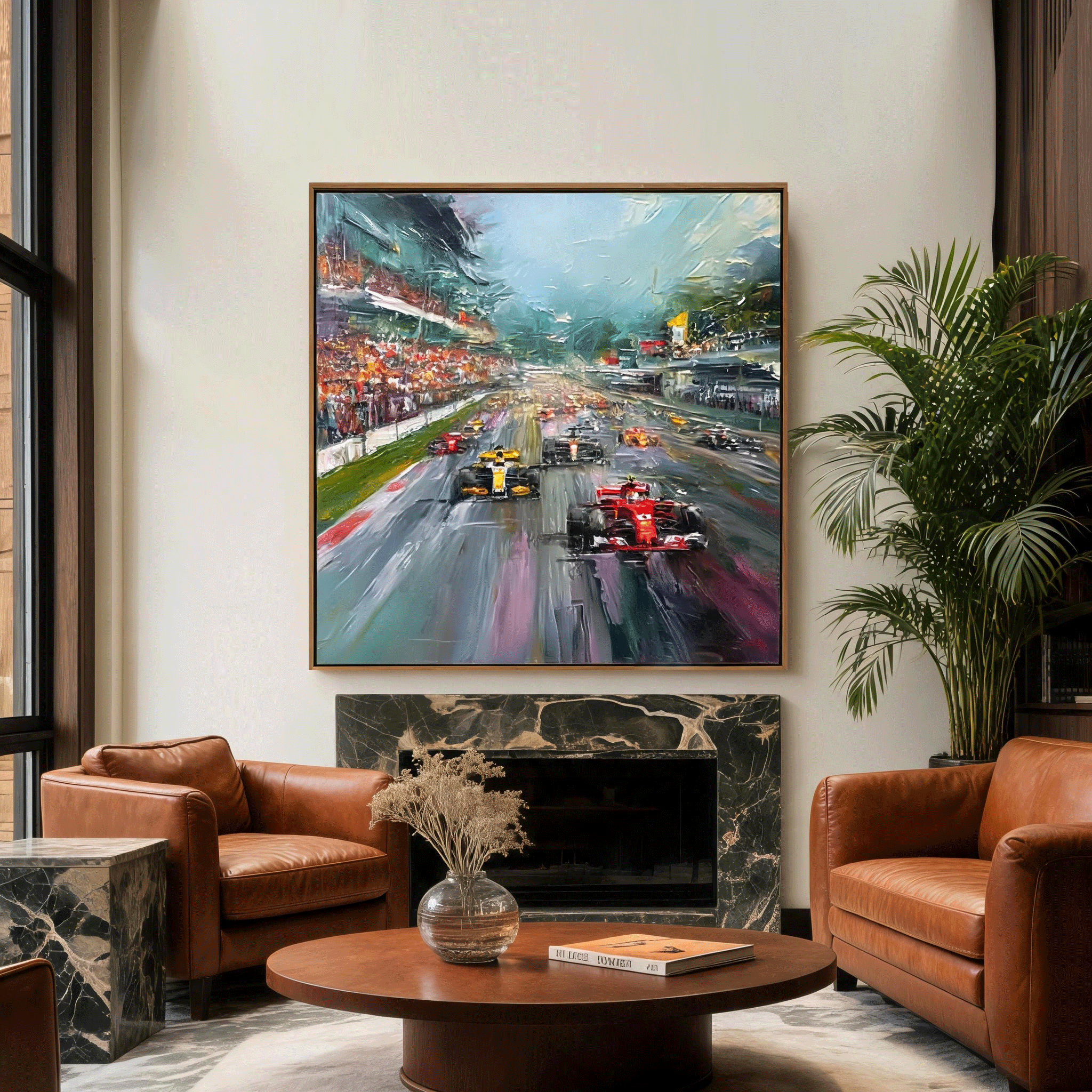 Racing Track Wall Art | Hand-Painted Formula Car Oil Painting #CP063