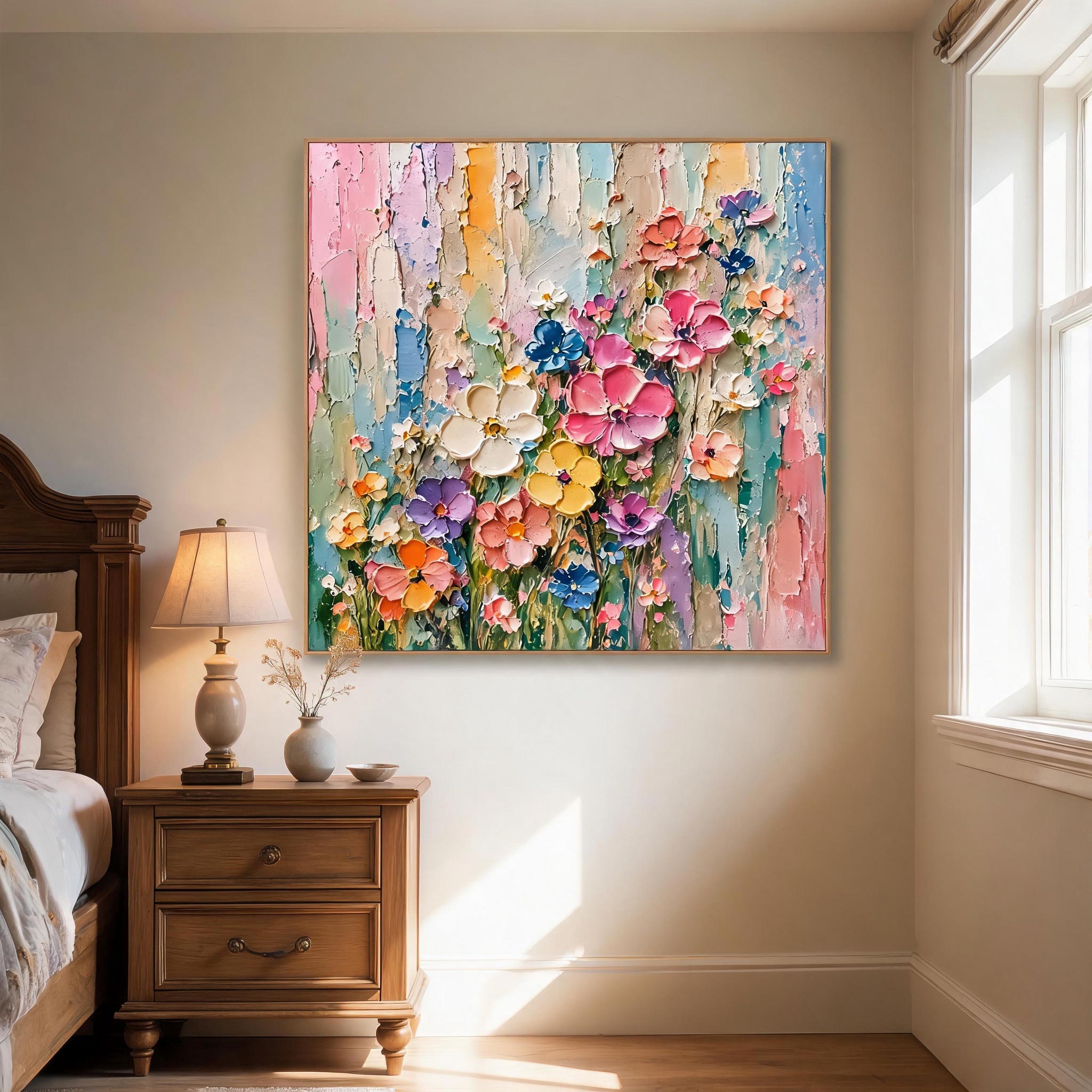 Textured Pastel Floral Wall Art #FL037
