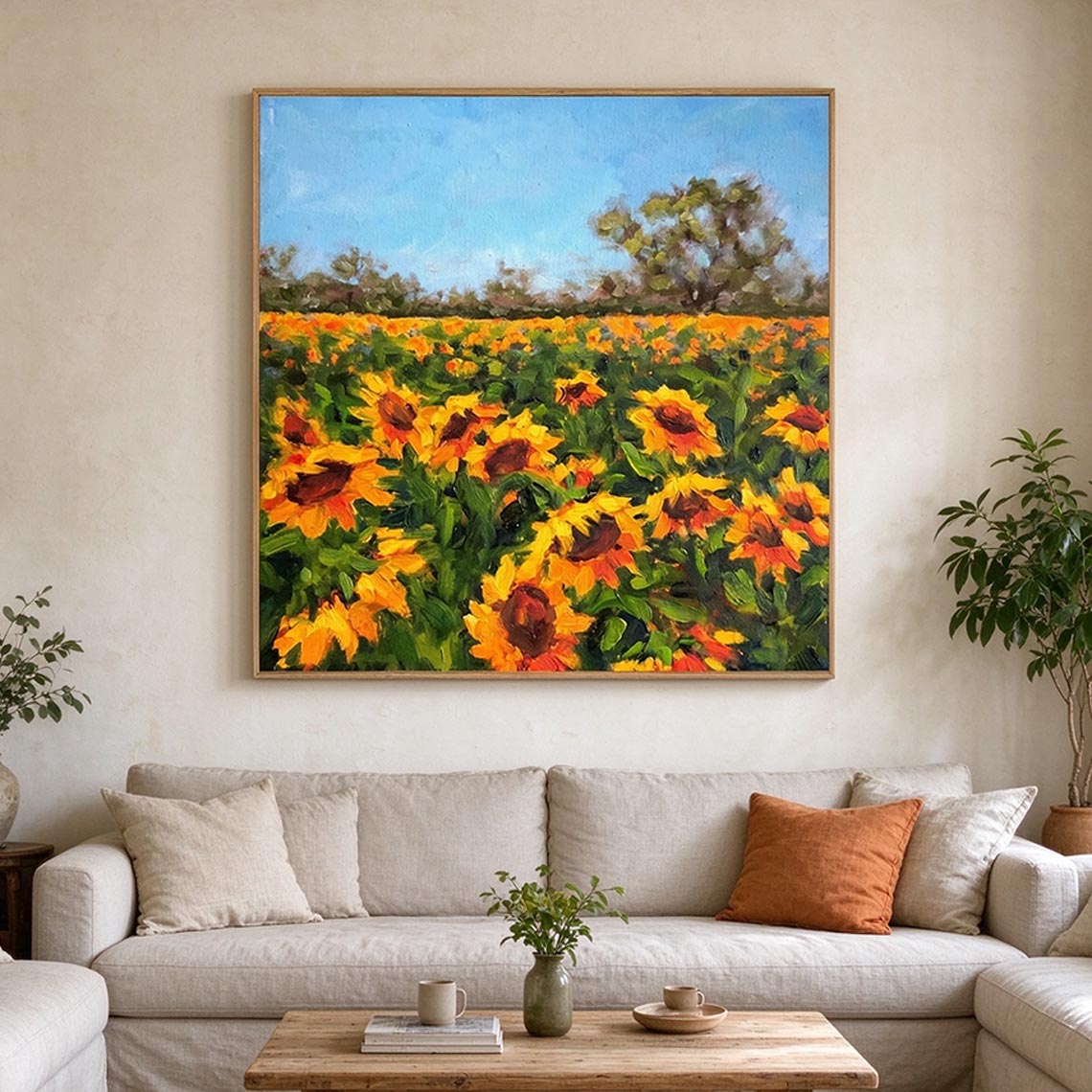Sunflower Field Landscape Wall Art #FL070