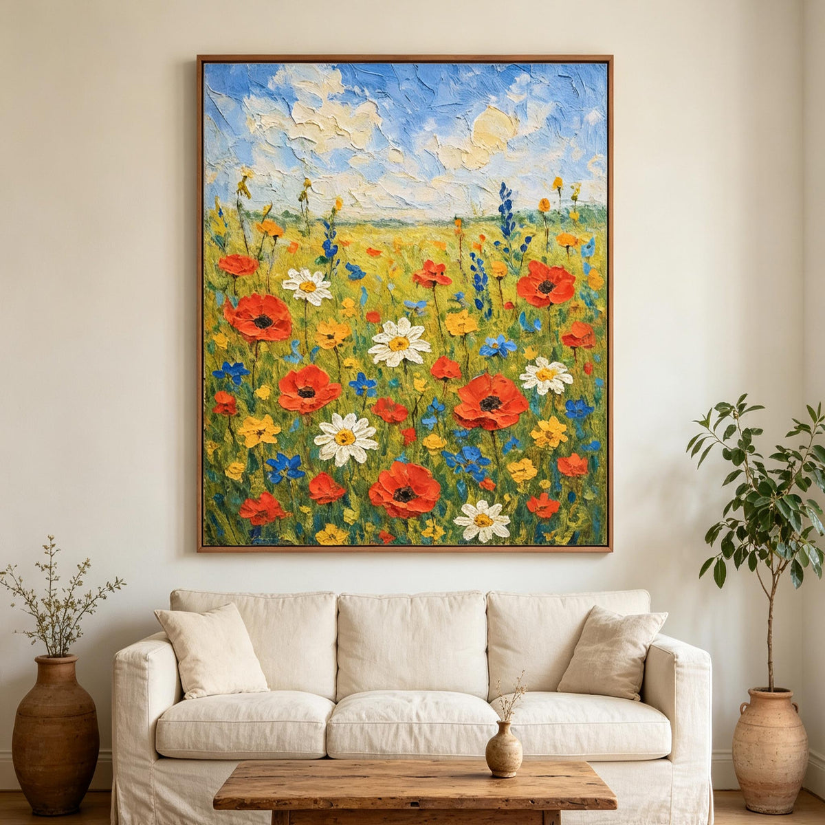 Colorful Poppy Meadow Wall Art #FL069