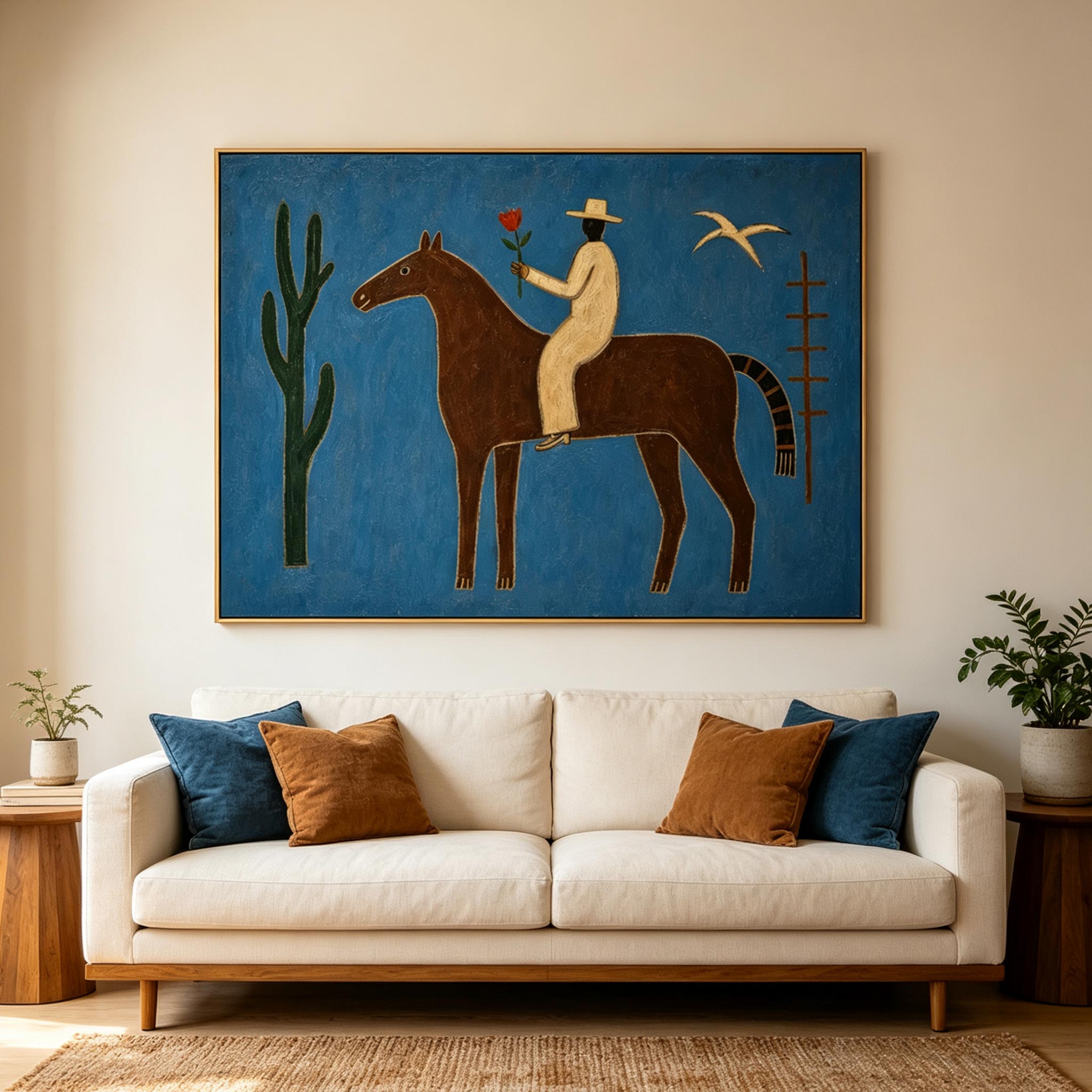 A Rose for the Journey – Whimsical Folk Art Horse Painting #HA063