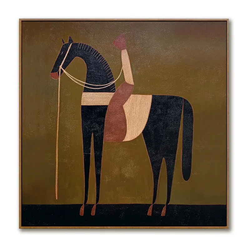 Abstract Horse Wall Art – Modern Geometric Animal Canvas #HA018