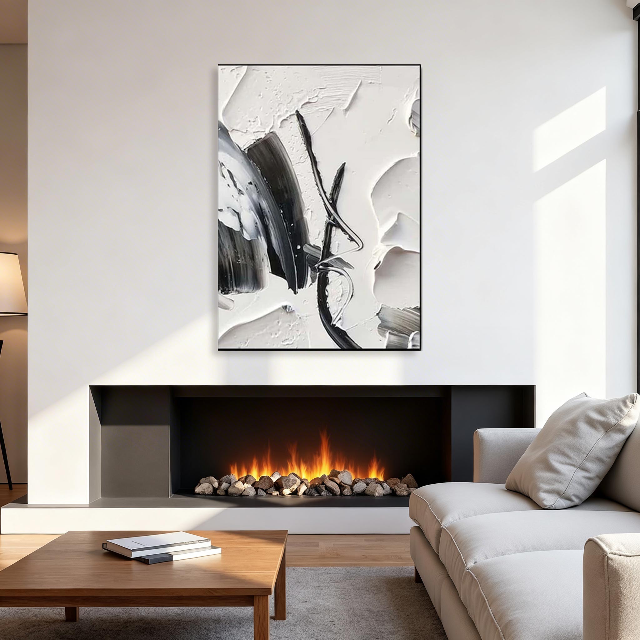 Black and White Abstract Canvas Wall Art #CP009