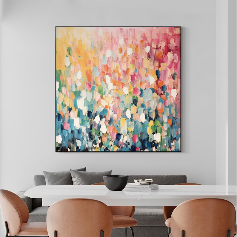 Large Colorful Confetti Abstract Canvas Painting #CP036