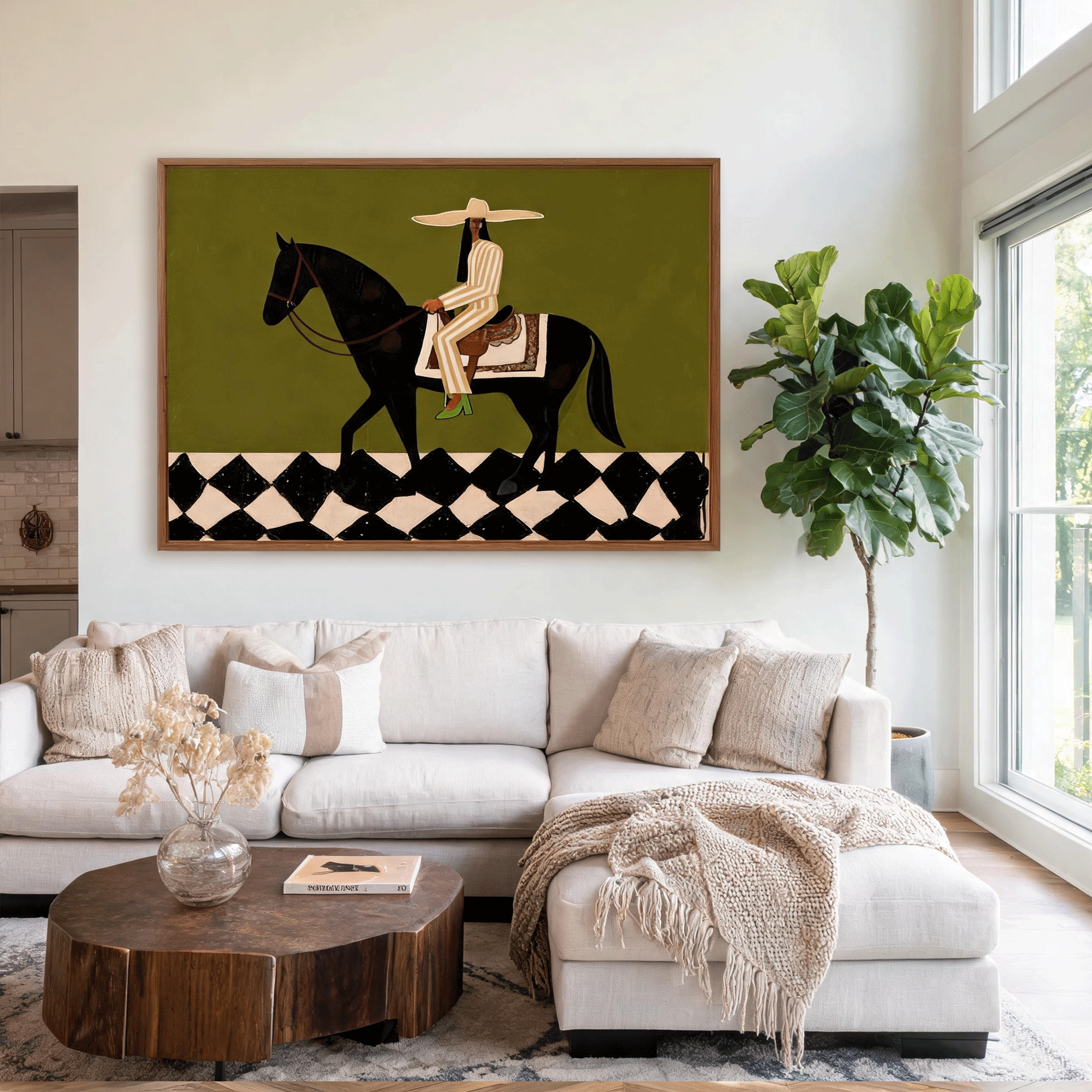 Modern Equestrian Wall Art | Minimalist Horse Oil Painting #MA043