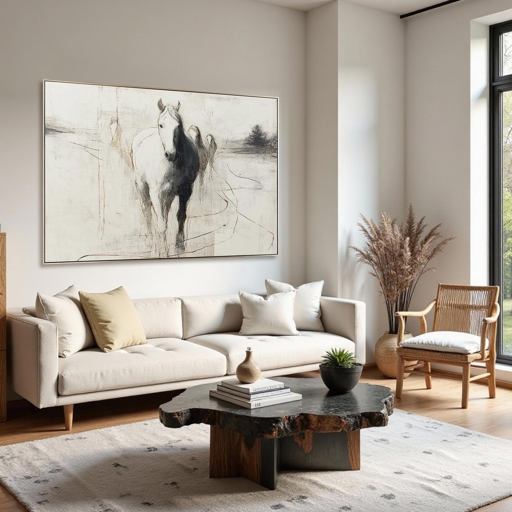 Abstract White Horse Wall Art #HA002