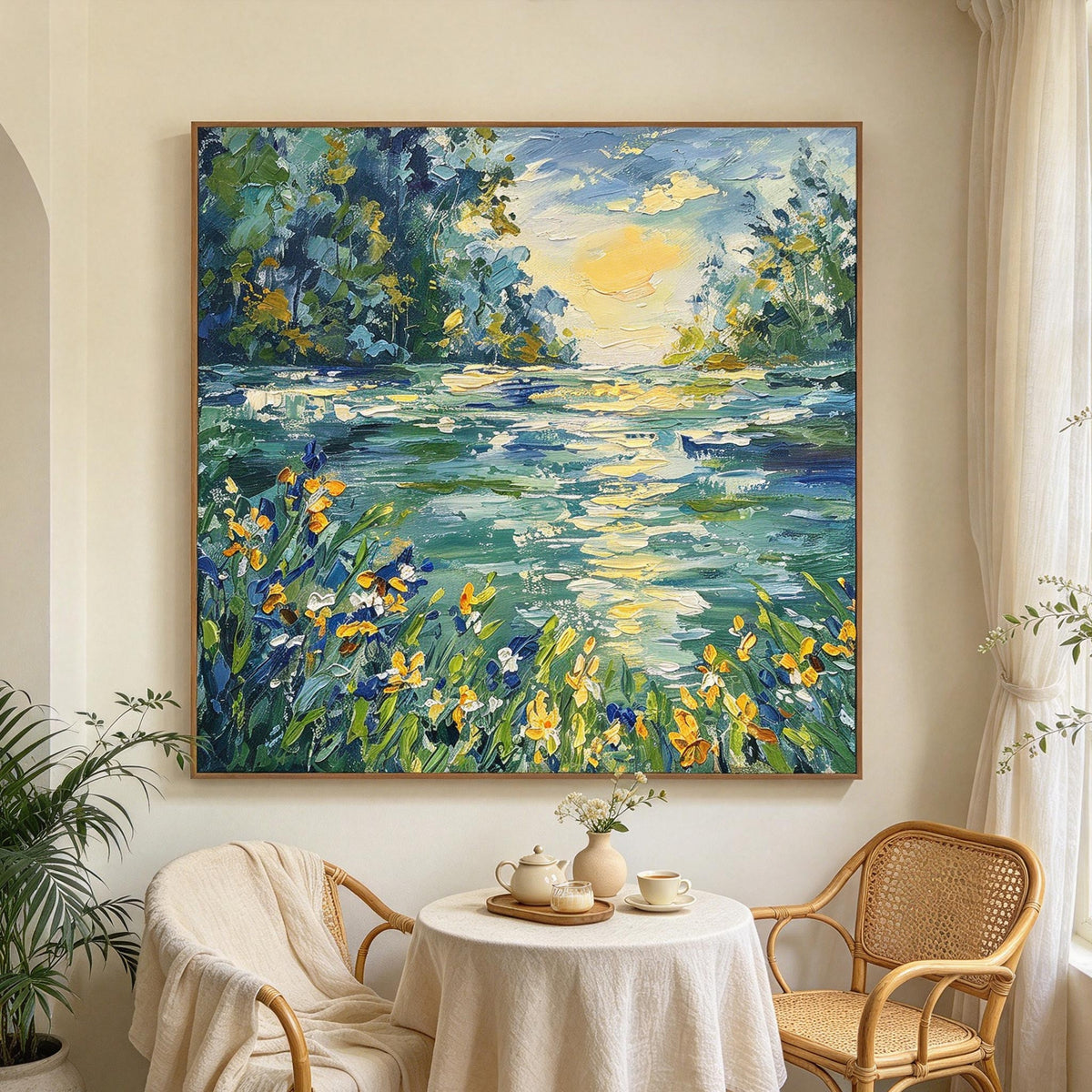 Impressionist Riverside Iris Flowers Wall Art #LS066