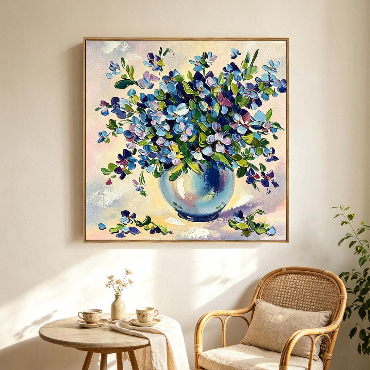 Blue Floral Bouquet Wall Art #FL075