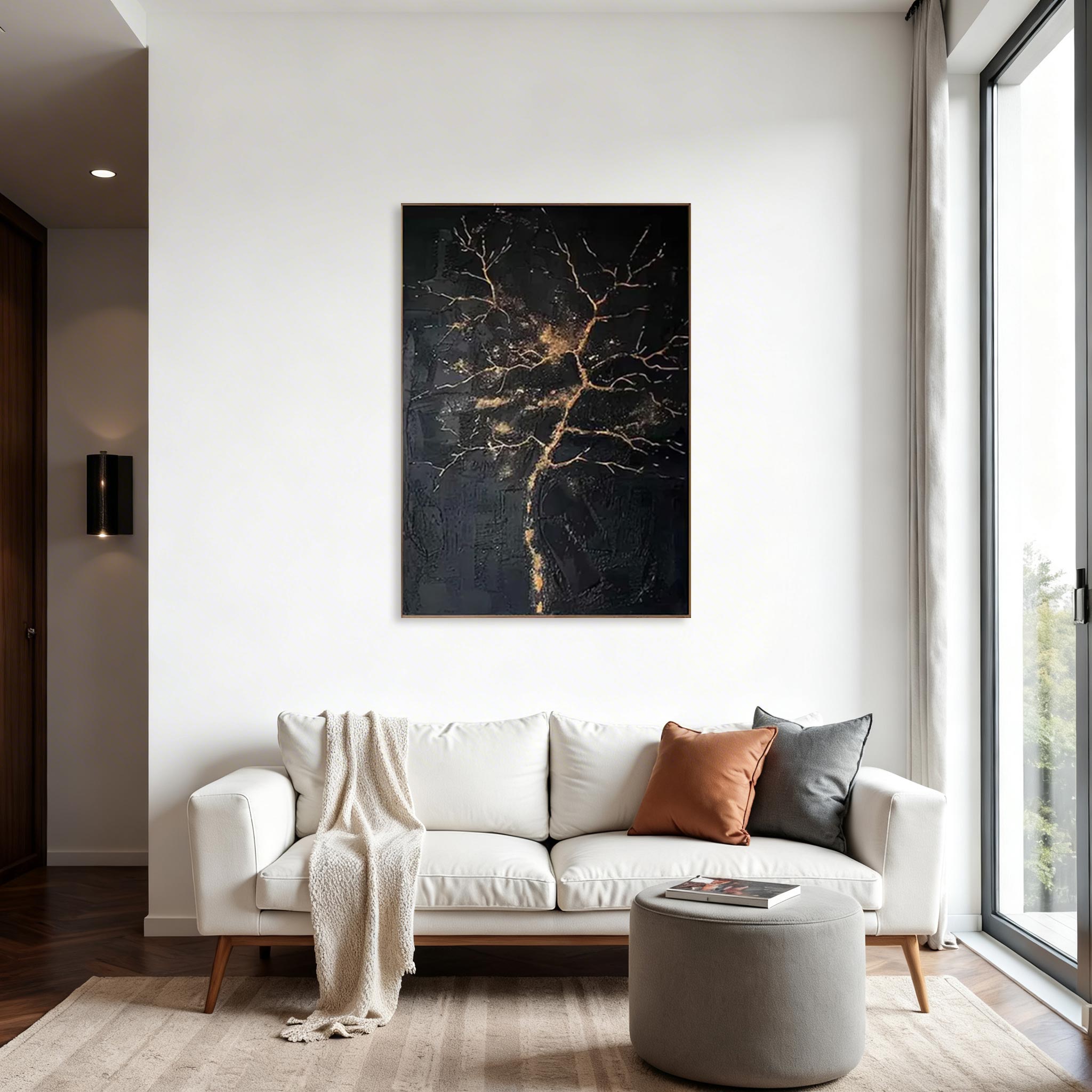 Black and Gold Abstract Wall Art Canvas #MA021