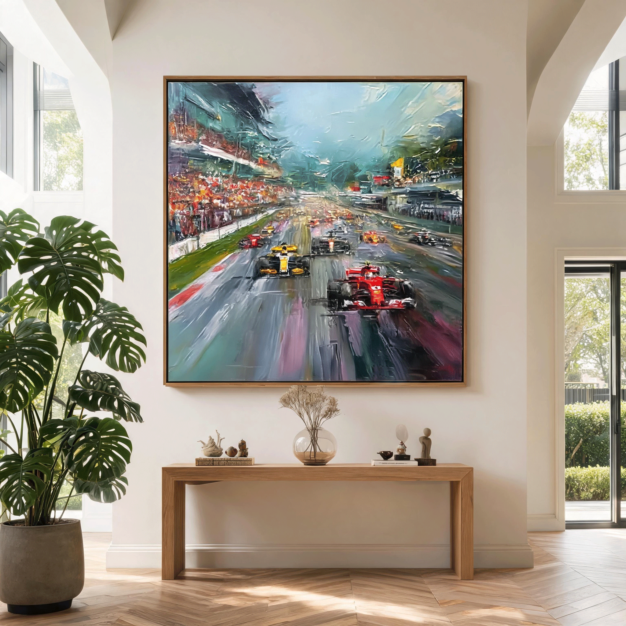 Racing Track Wall Art | Hand-Painted Formula Car Oil Painting #CP063