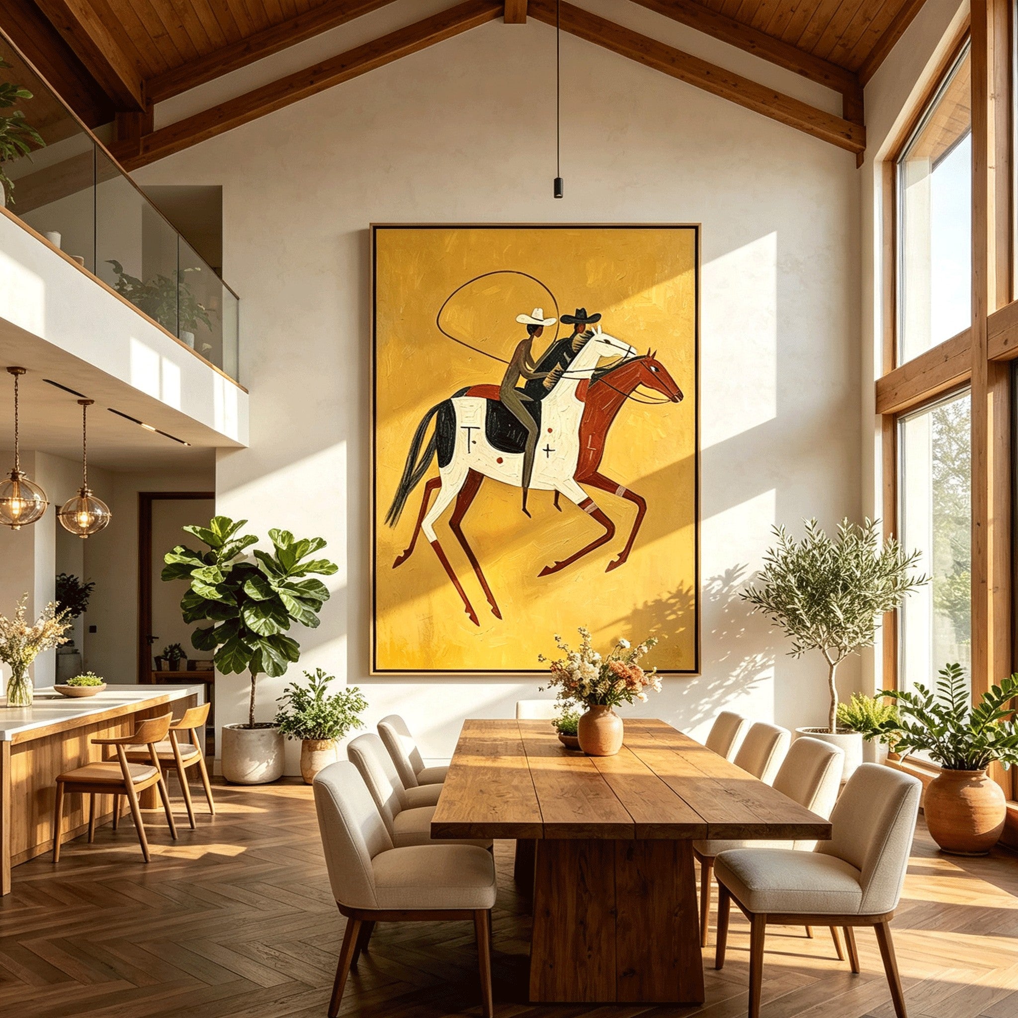 The Lasso – Whimsical Folk Art Cowboy Painting #HA060