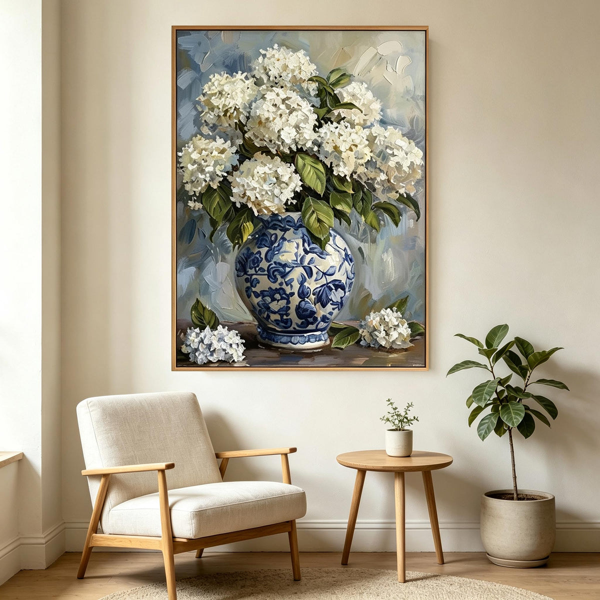 White Hydrangea Vase Wall Art #FL072