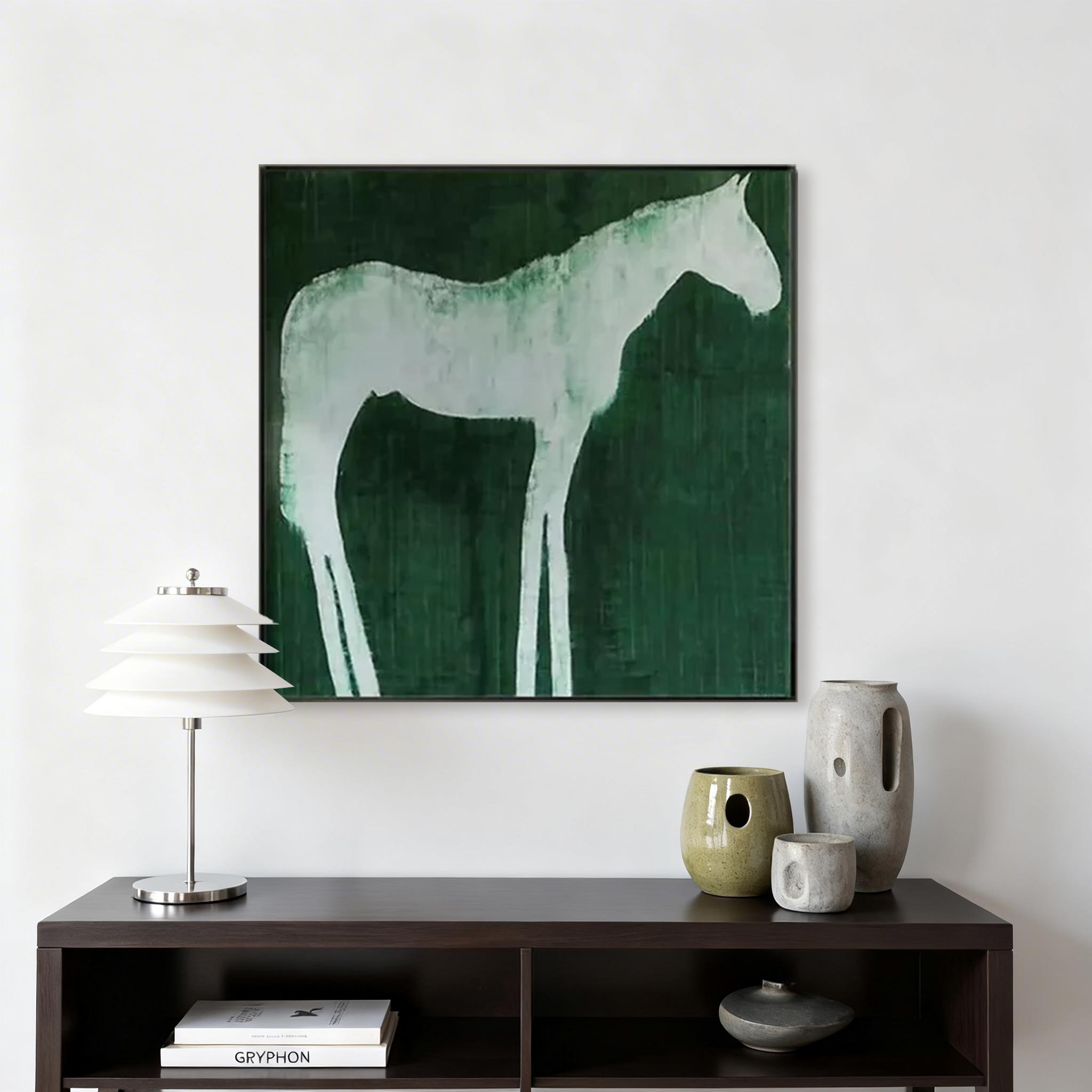 Abstract White Horse Canvas Wall Art #HA014