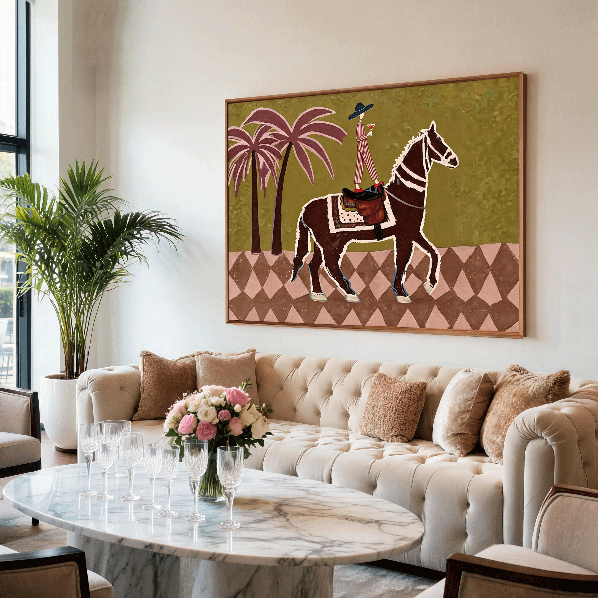 Modern Horse Rider Wall Art | Hand-Painted Oil Painting #HA053