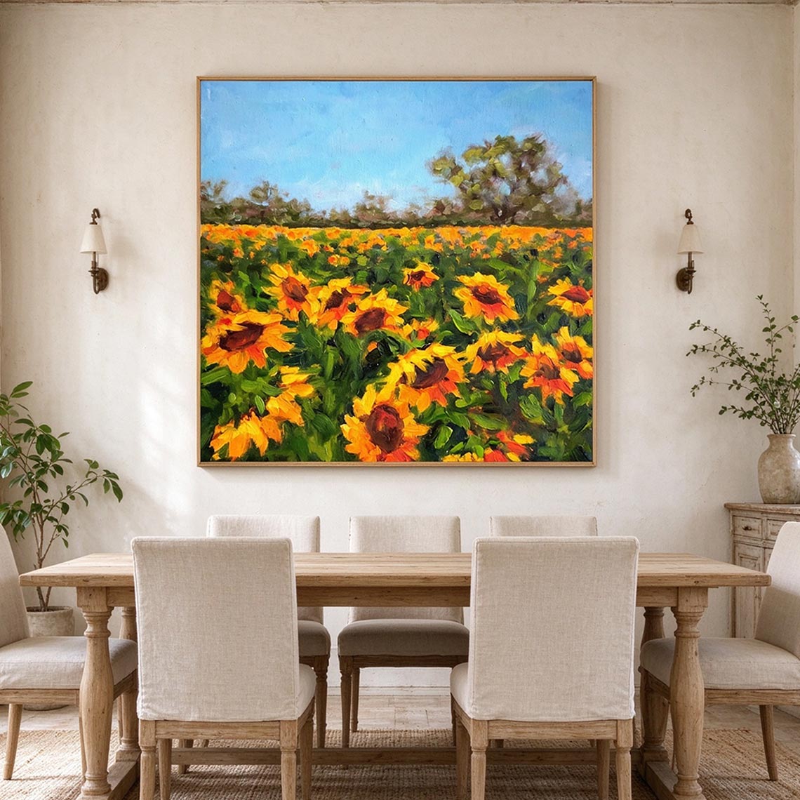 Sunflower Field Landscape Wall Art #FL070