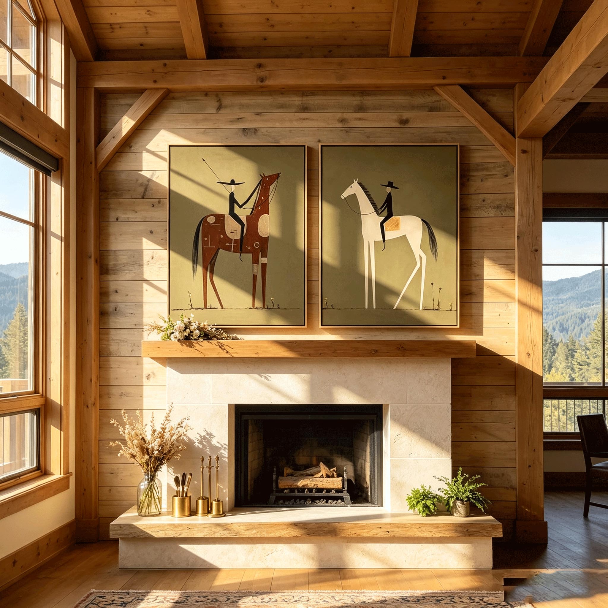 Desert Vanguard – Whimsical Geometric Horse Painting #HA057