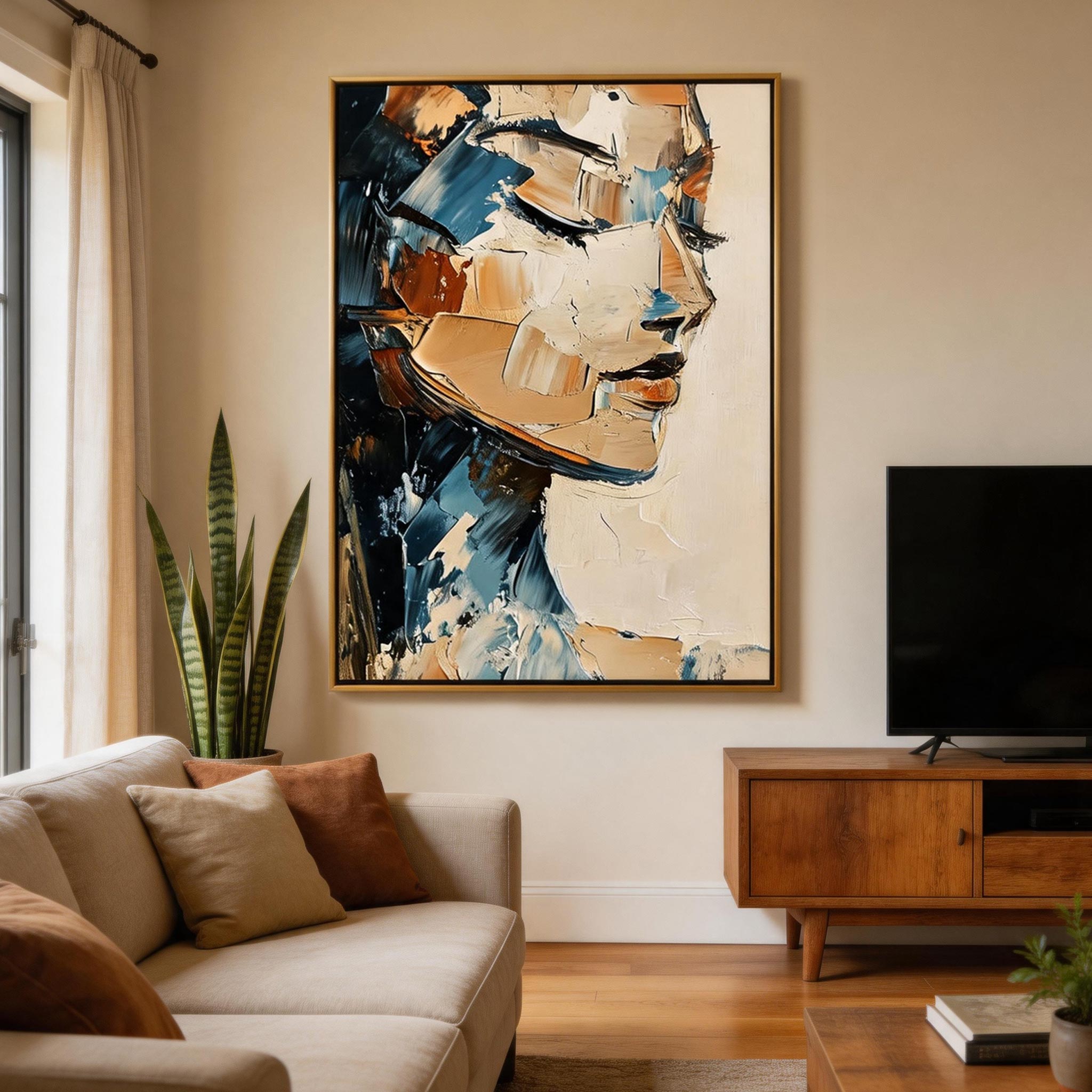 Abstract Face | Modern Neutral Portrait Art #AB021