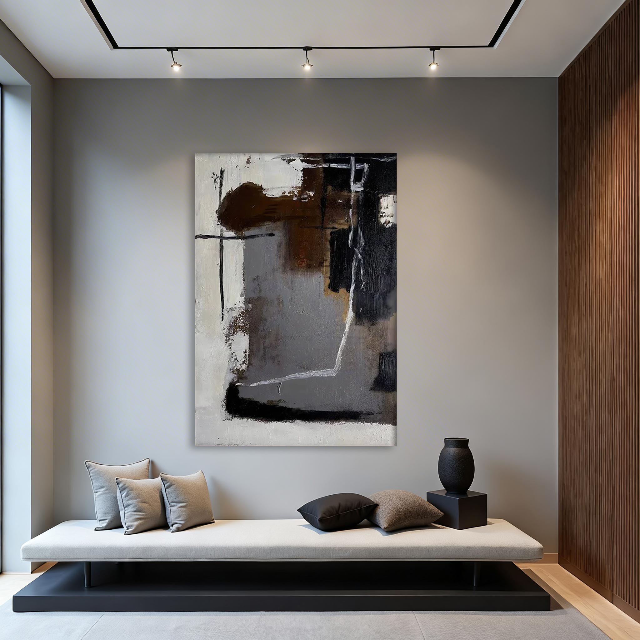 Minimalist Brown Gray Wall Art MA009