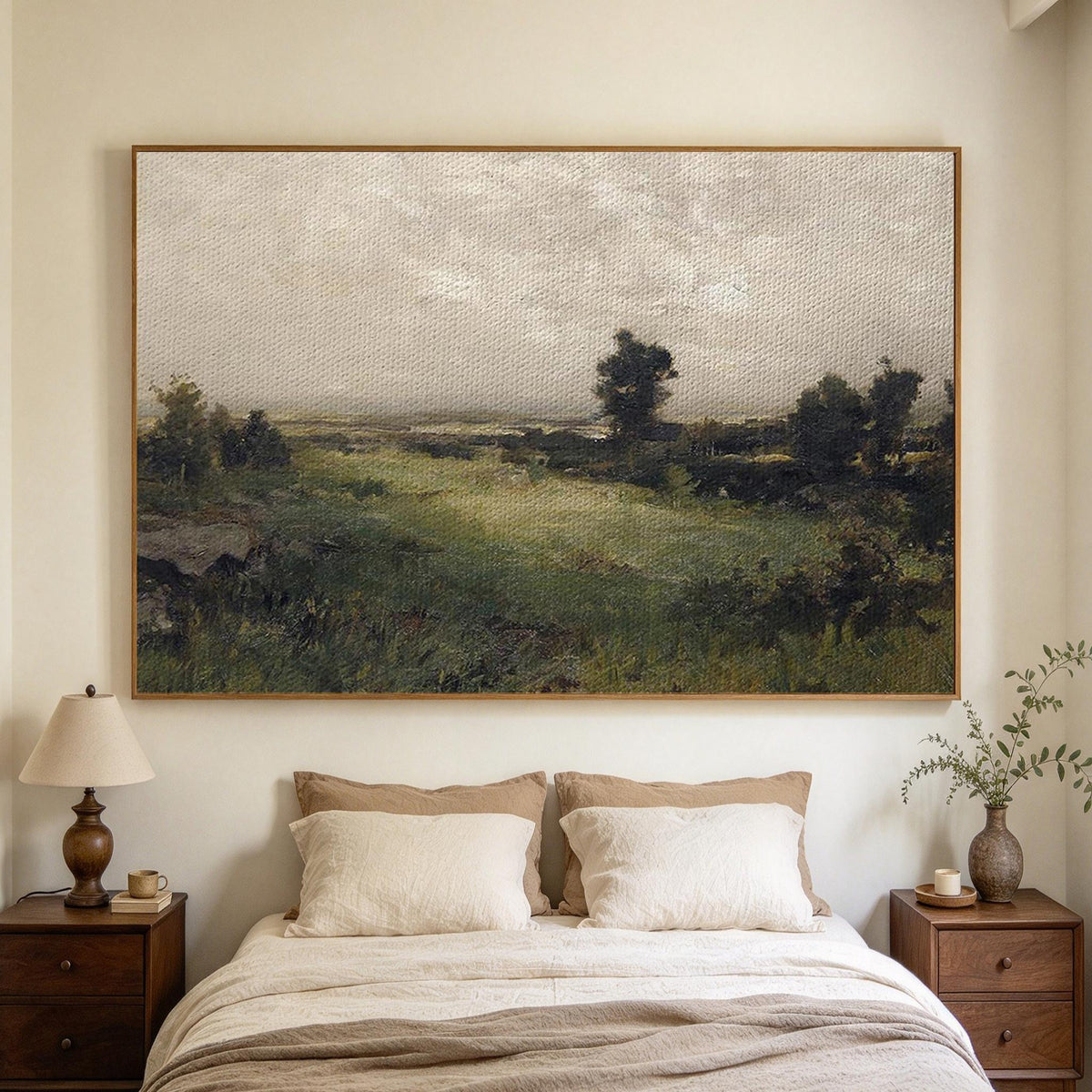 Muted Green Countryside Landscape Wall Art #LS074