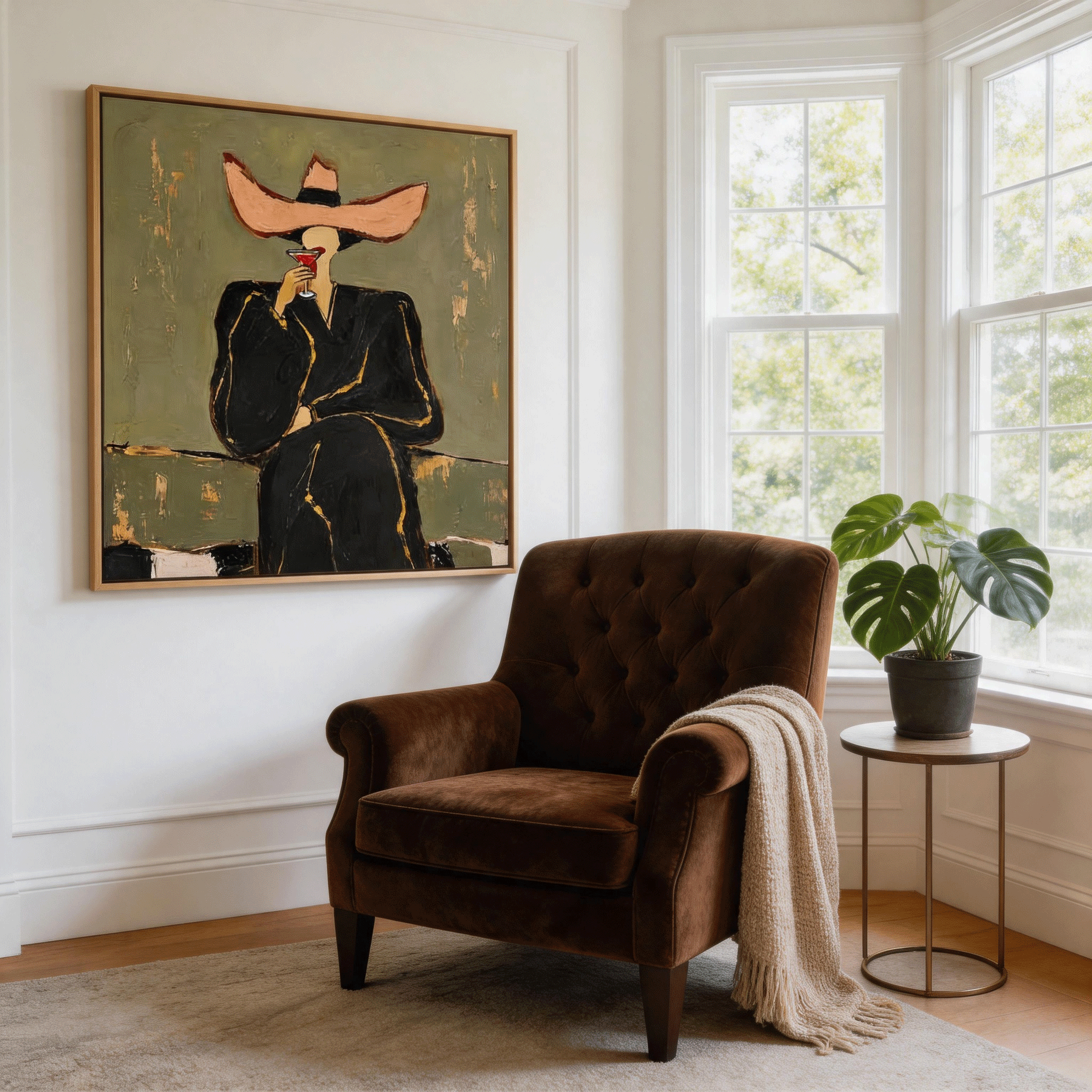 Cocktail Lady Wall Art | Modern Figurative Oil Painting #CP061
