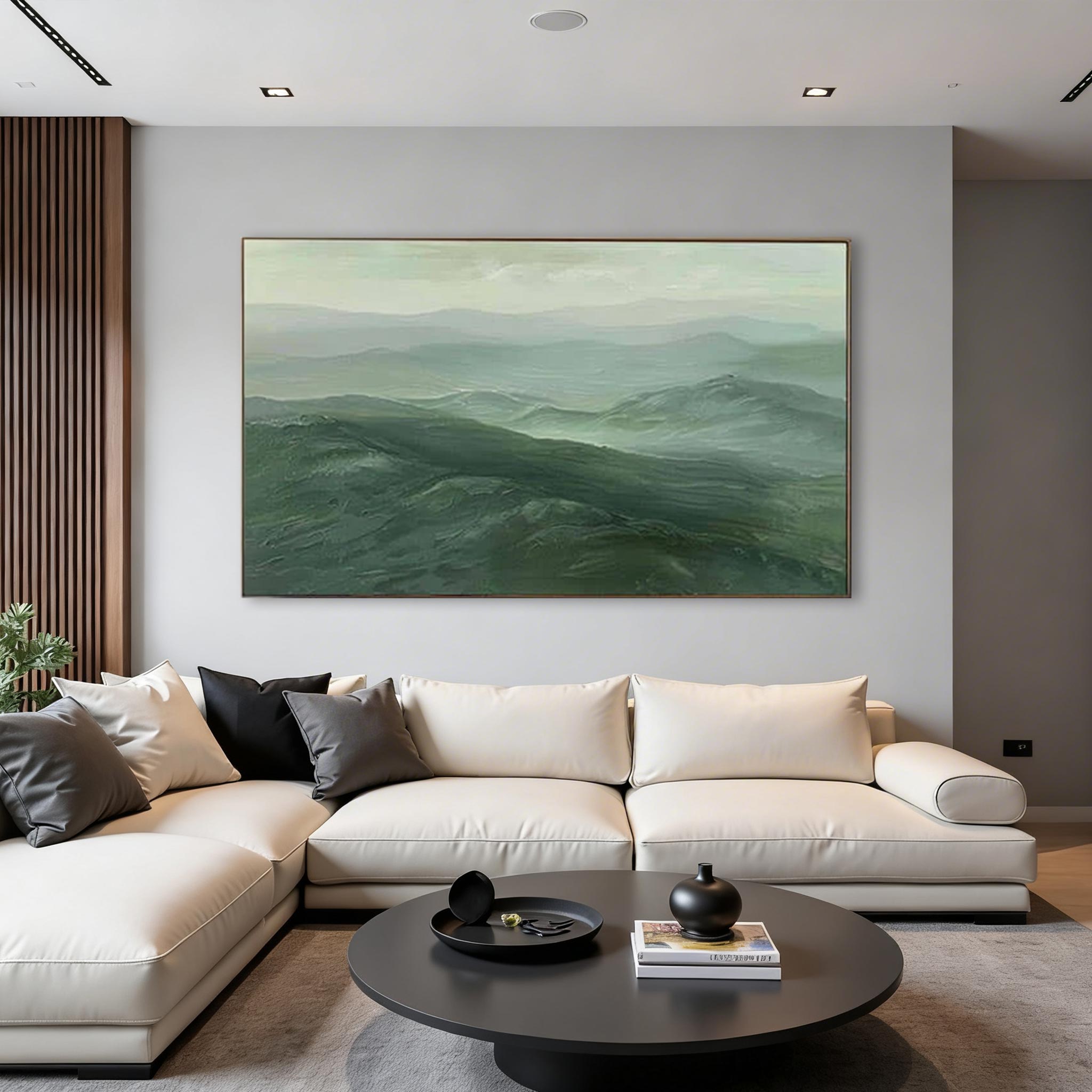 Misty Green Mountain Wall Art #MA008