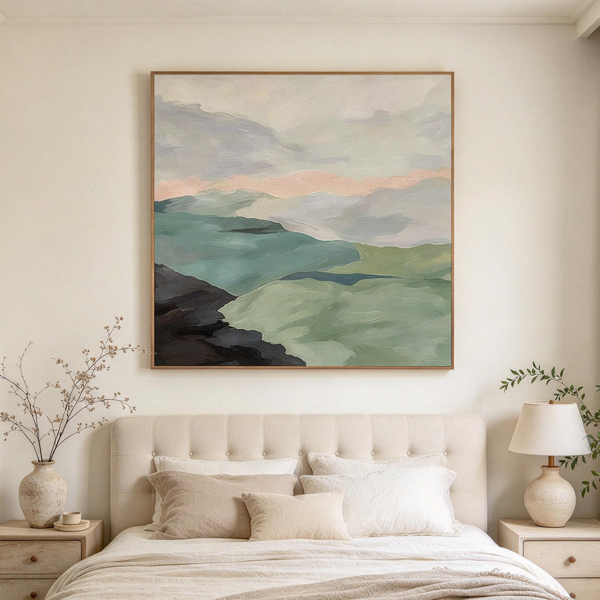 Minimalist Green Hills Landscape Wall Art #LS064