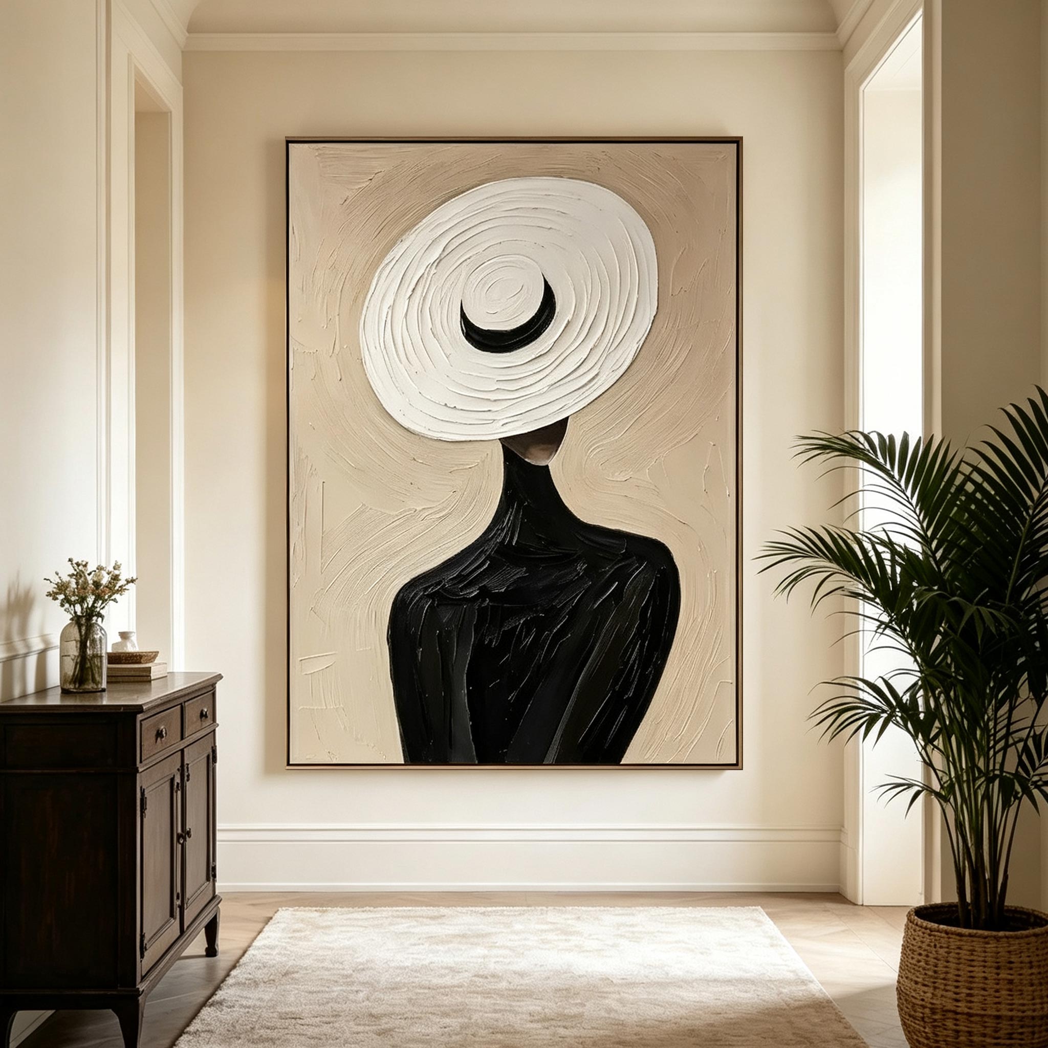 Wide Brim – Heavy Impasto Silhouette Figure Painting #CP068