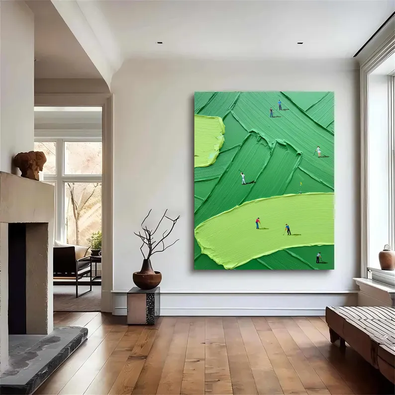 On the Green — Textured Golf Course Impasto Canvas Wall Art #PP006
