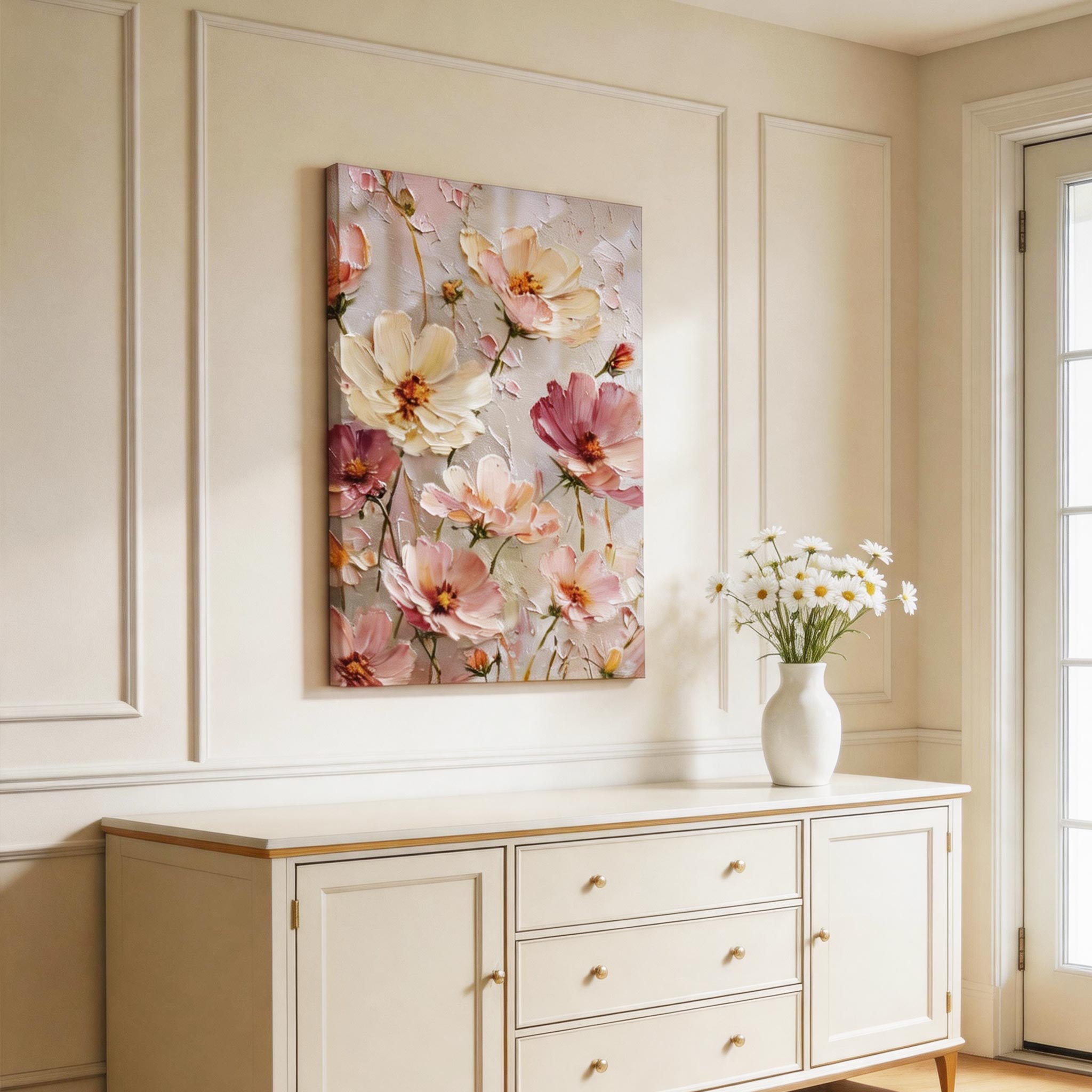 Soft Blush Cosmos Wall Art #FL013