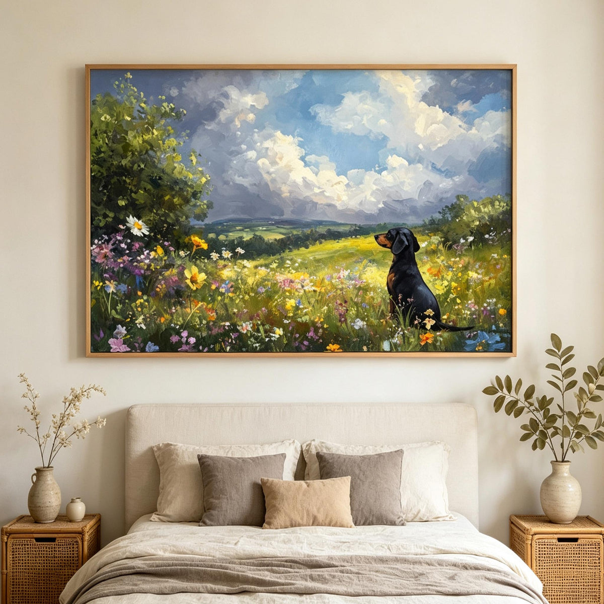 Dachshund in Wildflower Meadow Wall Art #AN004