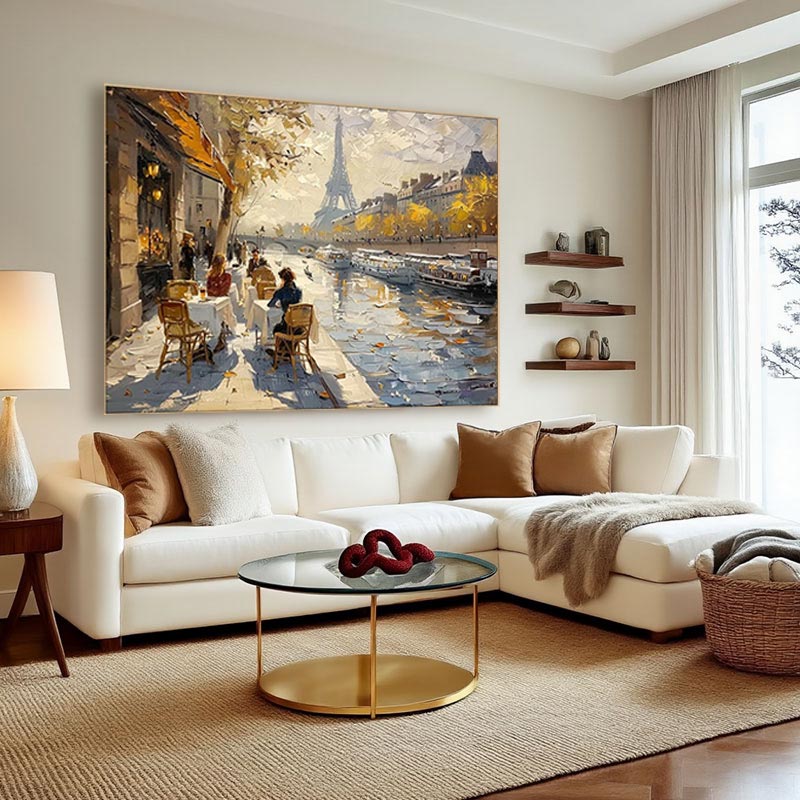 Paris Eiffel Tower Impressionist Canvas Wall Art #AT035