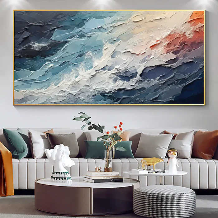 Blue Textured Minimalist Wall Art #BL003